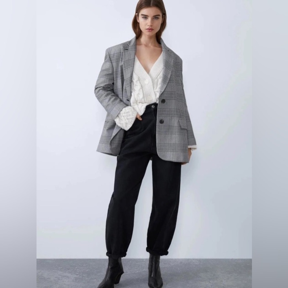 ZARA OVERSIZED PLAID BLAZER
